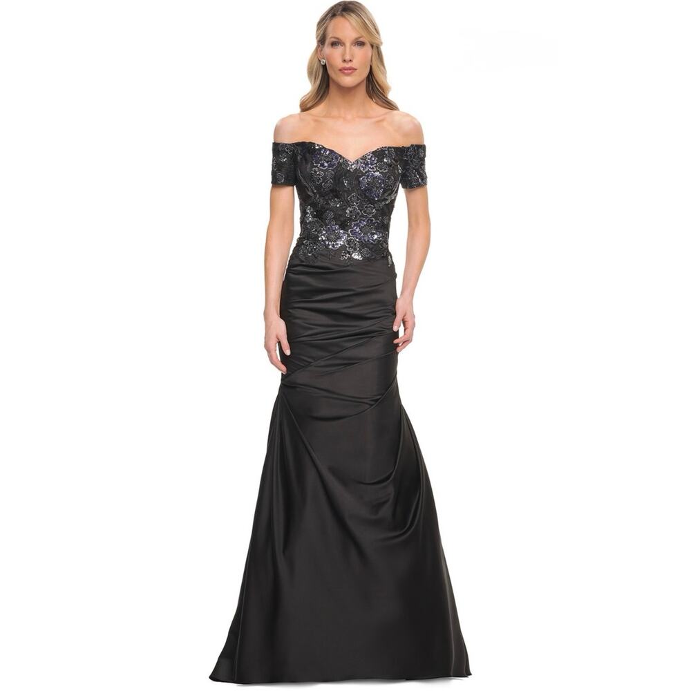La Femme Mother Of The Bride 30404 Embroidered Bodice Satin Gown Size 8 NWT